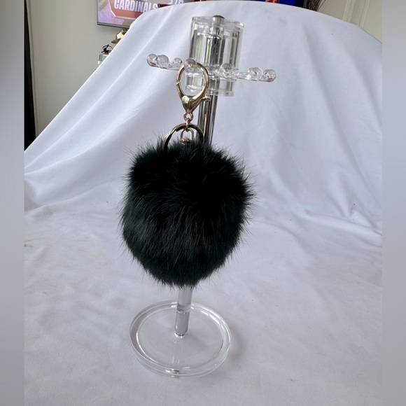 3 Pom Pom Bag Charm Key Chain Faux Fur Very Soft - Picture 5 of 8